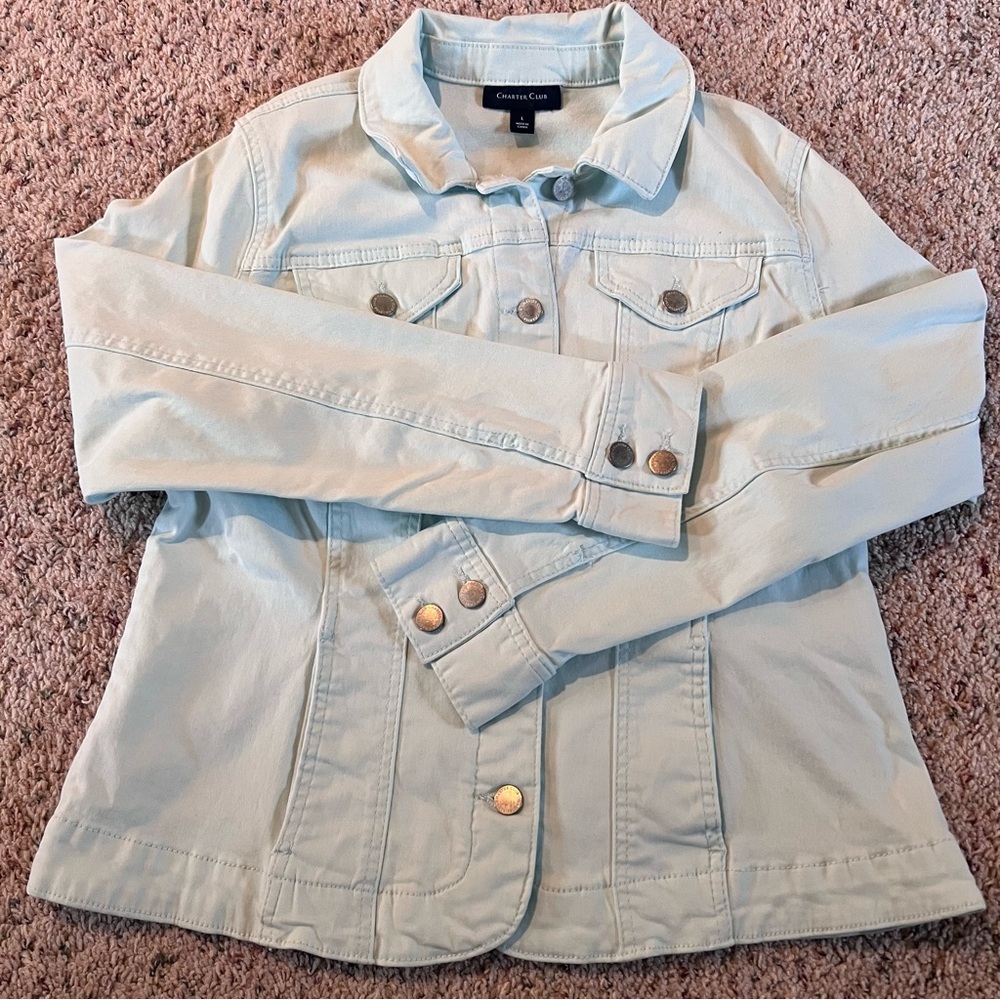 Sage Green Denim Button Up Jacket
